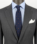 Cravatta a Maglia Uomo 100% Seta Blu Navy Pois Arancioni Knit Tie Made in Italy