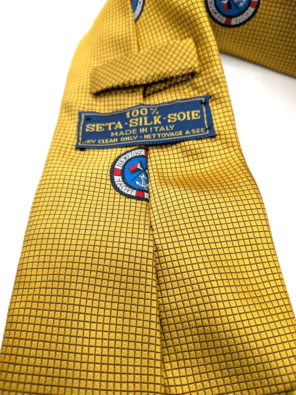 Cravatta Vintage 100% Seta Made in Italy Newport Beach Club Oro Nautica Ricamo