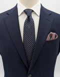 Cravatta Uomo 100% Seta Blu Navy Pois Bianchi Made in Italy Elegante Classica 8