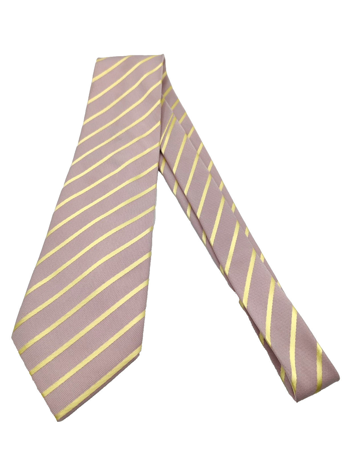 Cravatta Regimental 100% Seta Righe Lilla Giallo Elegante Cerimonia Business 9cm