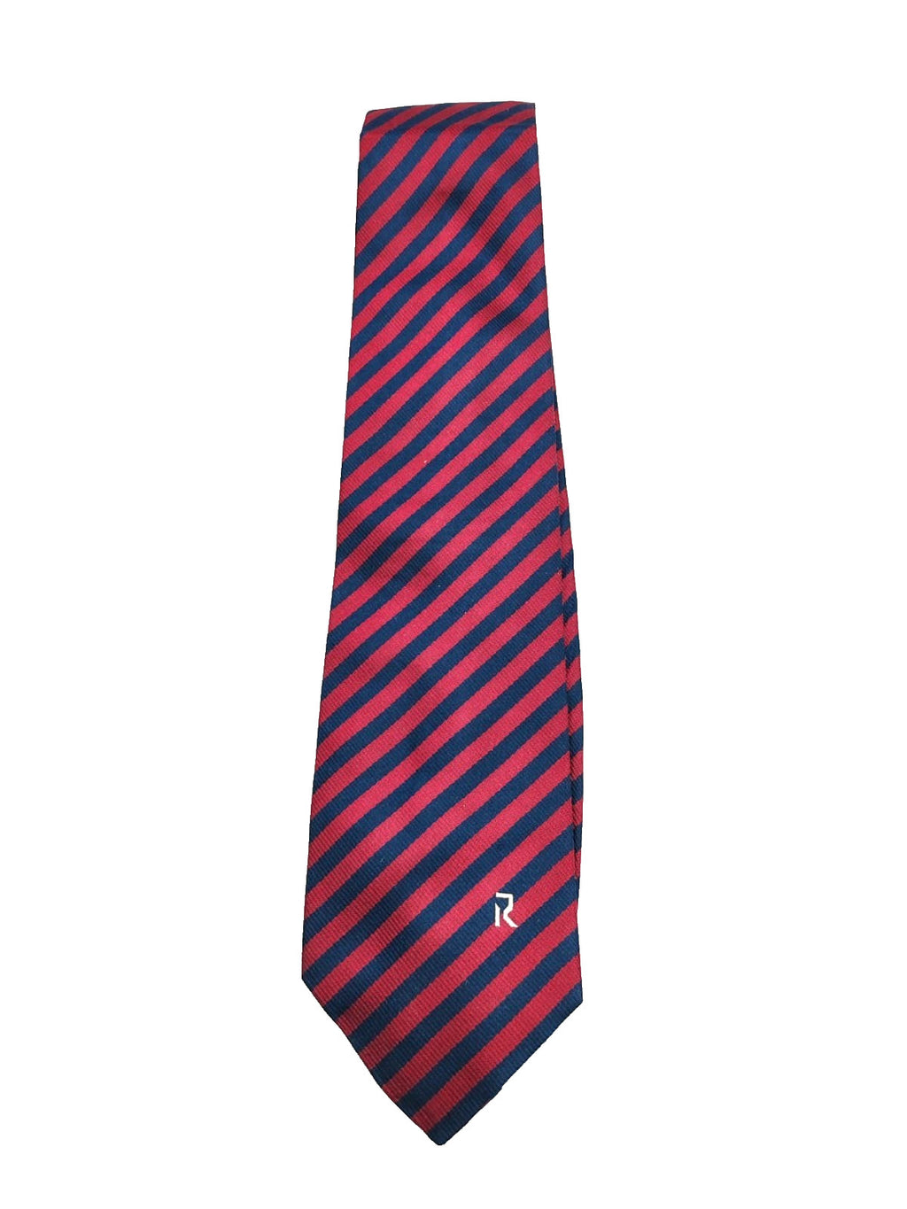 Cravatta RAMAZZOTTI 100% Seta Silk Made in Italy Regimental Rossa Blu Logo Vinta