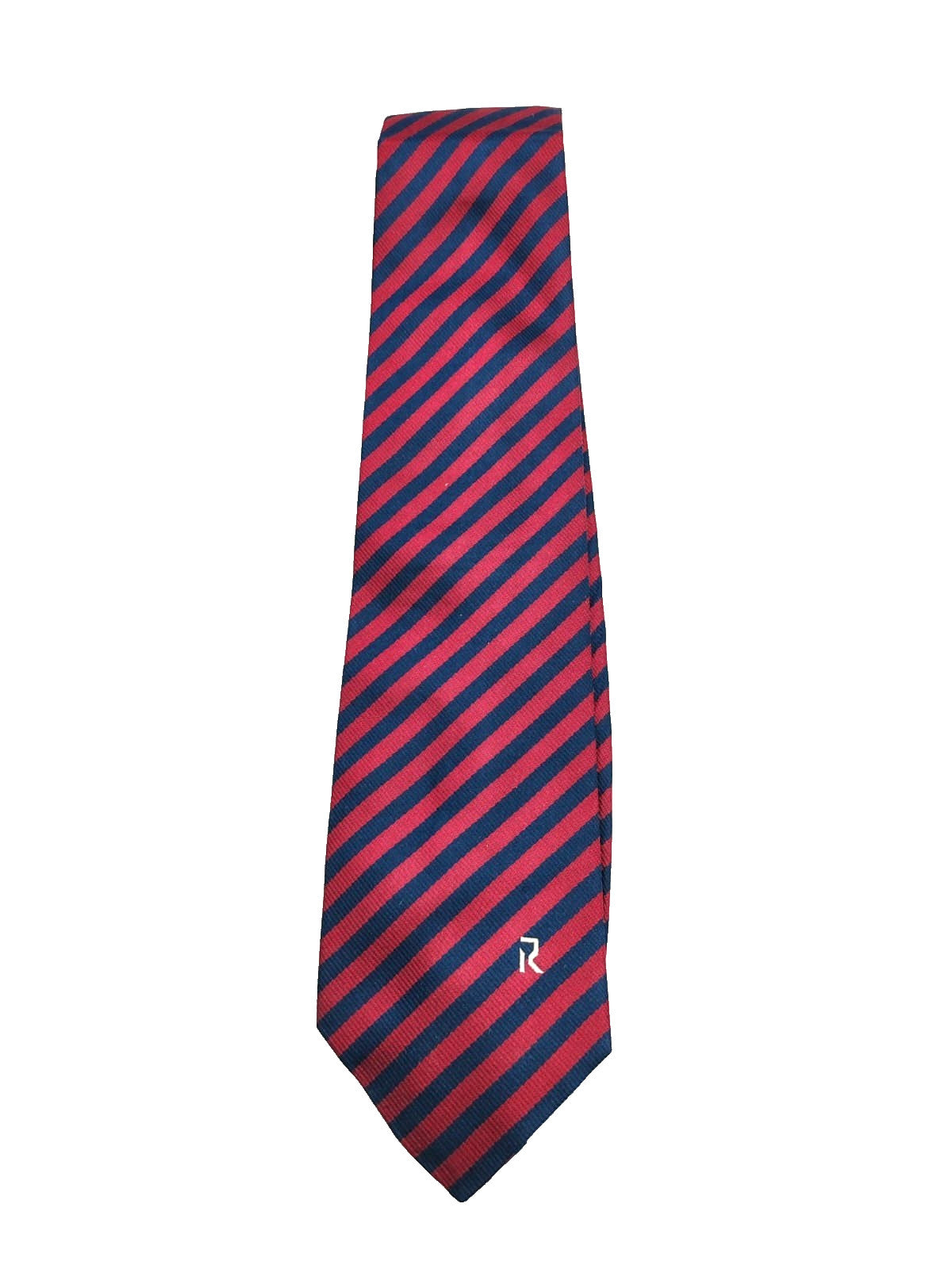Cravatta RAMAZZOTTI 100% Seta Silk Made in Italy Regimental Rossa Blu Logo Vinta