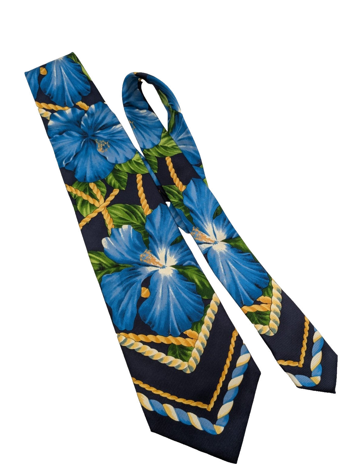 Cravatta KENZO 100% Seta Made Italy Floreale Blu Vintage Luxury Uomo 9 cm