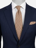 Cravatta Uomo Peter Milano 100% Seta Pura Vintage Beige Marrone Fantasi