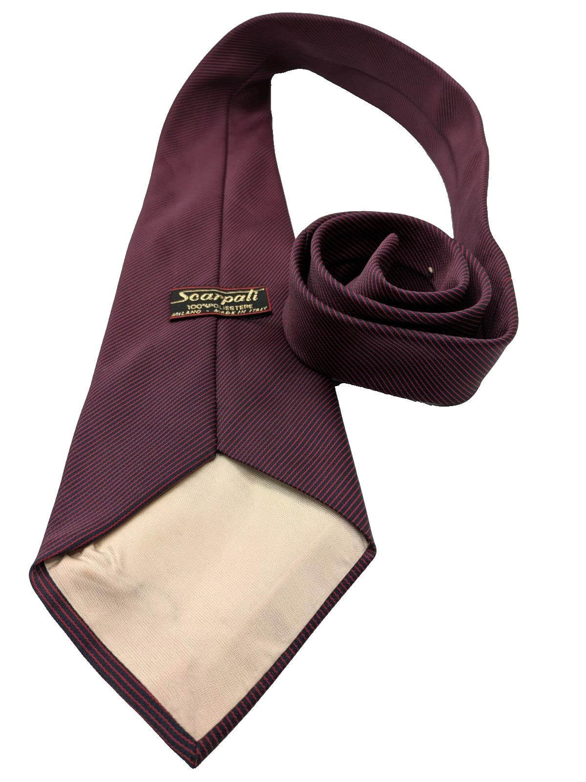 Cravatta Scarpati Uomo Bordeaux Blu Righe Diagonali 100% Poliestere Made in Ita