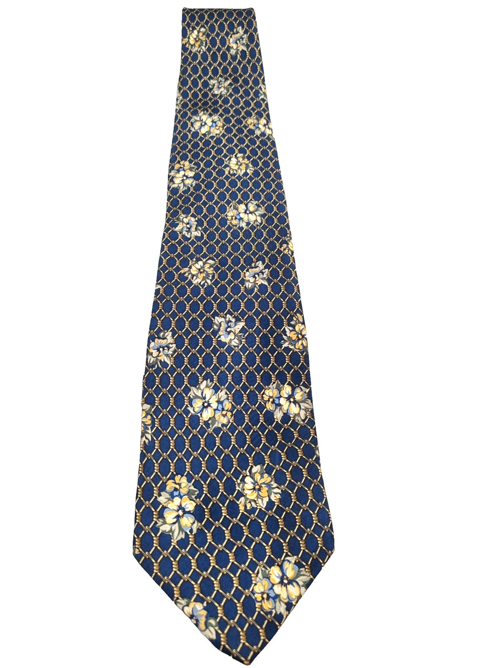 Cravatta HALEXANDER 100% Seta Blu Fantasia Floreale Vintage Made in Italy 9cm