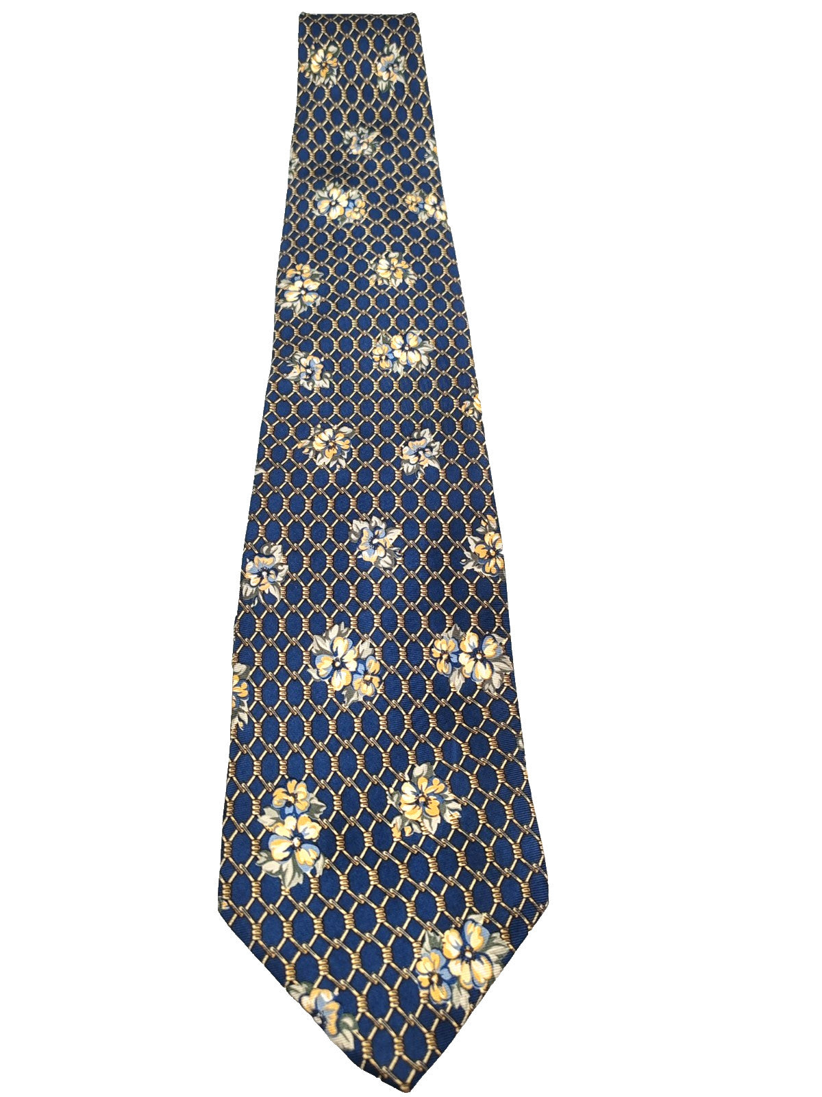 Cravatta HALEXANDER 100% Seta Blu Fantasia Floreale Vintage Made in Italy 9cm