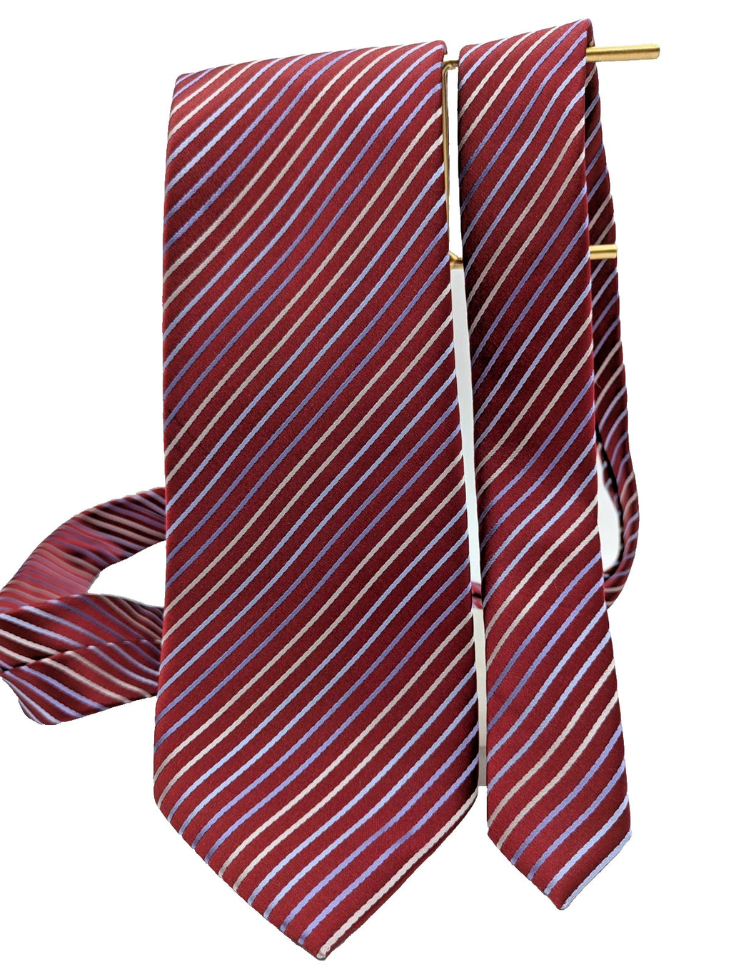 NAVA Cravatta Uomo Lavorazione a Mano Bordeaux Righe Regimental Made in Italy 8,