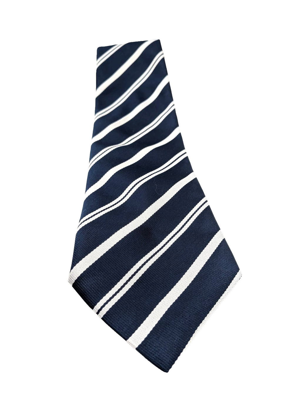 Cravatta Damiani Diffusion 100% Seta Made in Italy Blu a Righe Bianco Argento