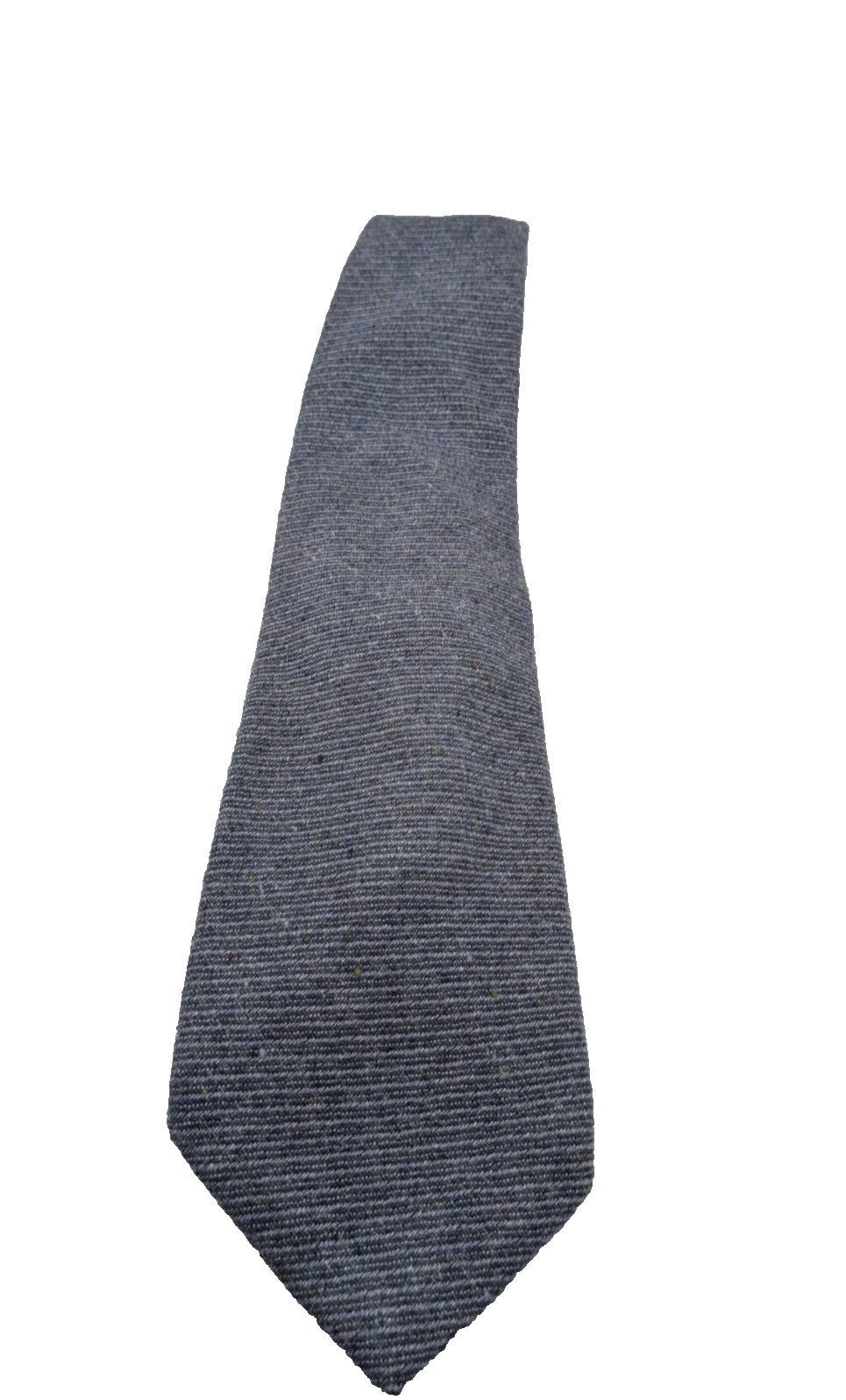 Uomo blue necktie made in Italy, textured wool fabric with elegant grey mélange pattern.