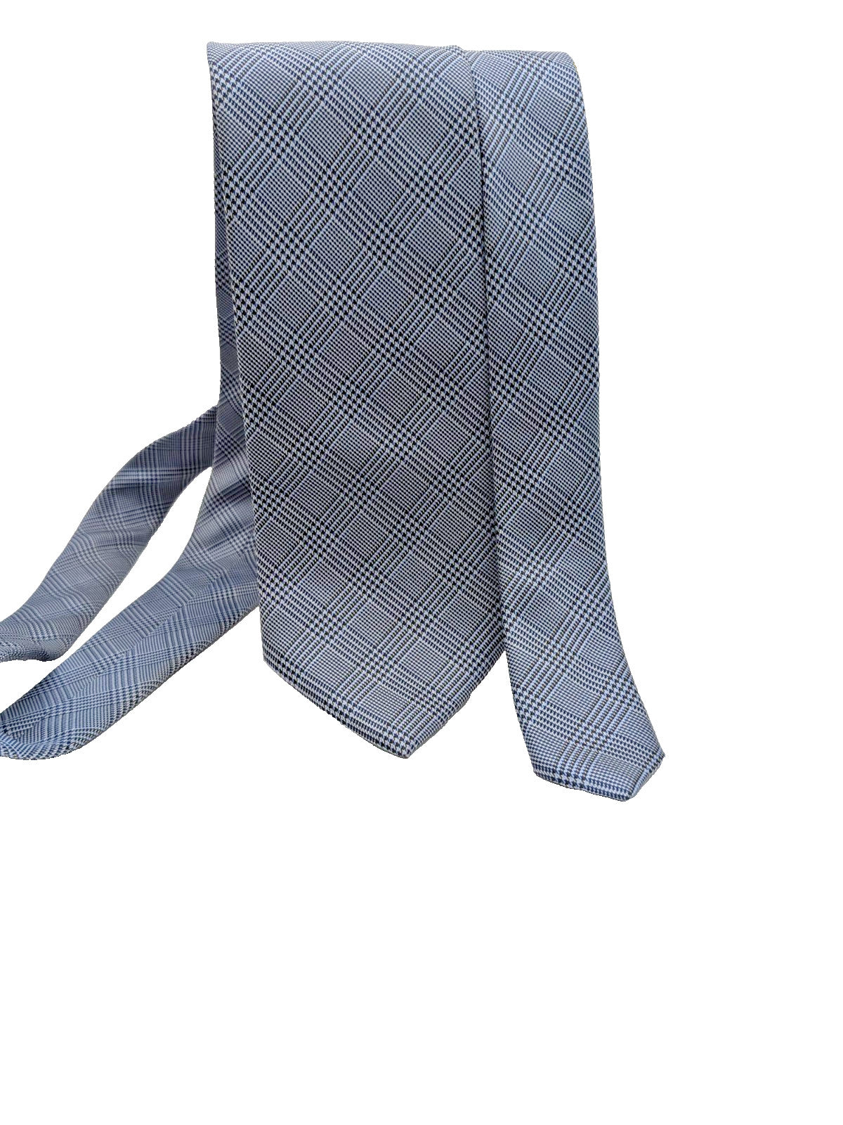 Cravatta Uomo Kirkland Signature 100% Seta Grigio Azzurro Principe di Galles