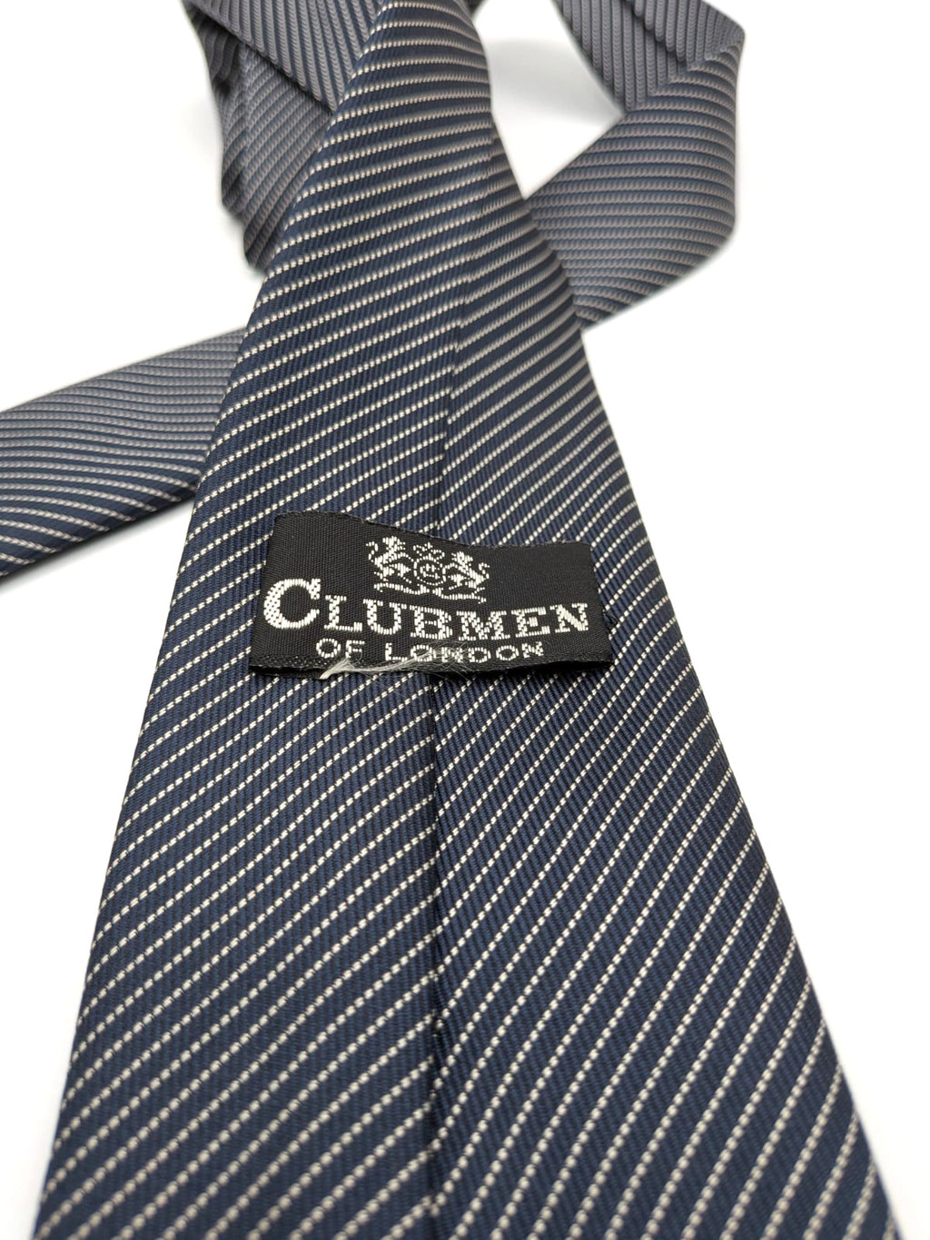 Clubmen of London Cravatta Uomo Grigio Antracite Righe Argento Made in Italy 8 c