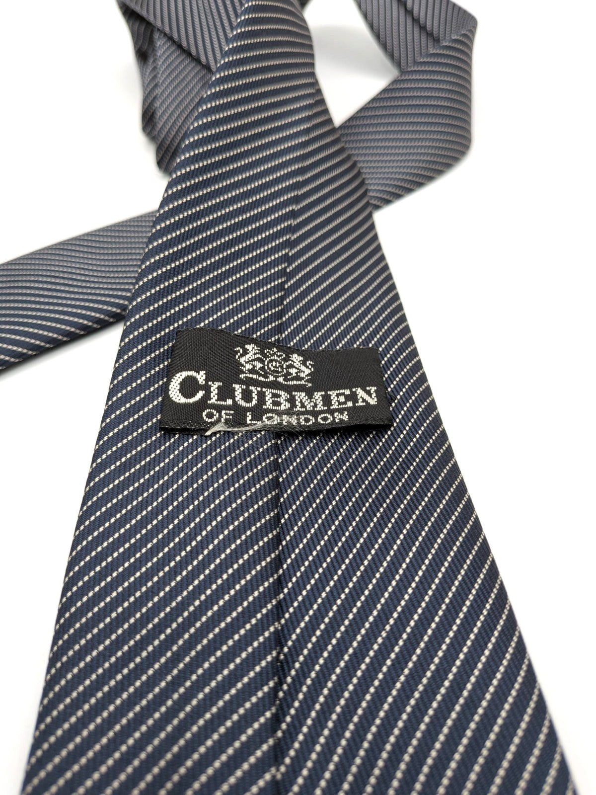 Clubmen of London Cravatta Uomo Grigio Antracite Righe Argento Made in Italy 8 c