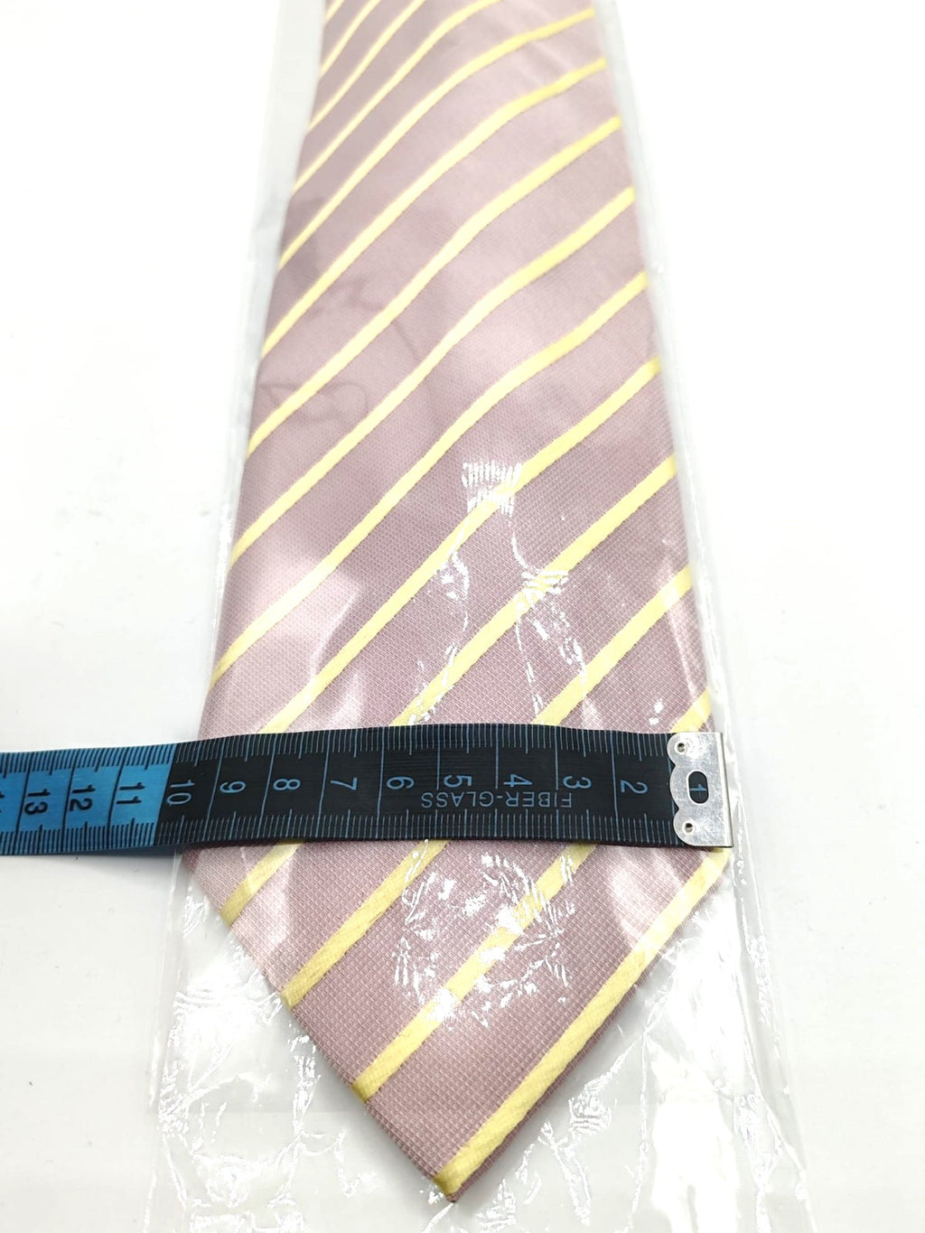 Cravatta Regimental 100% Seta Righe Lilla Giallo Elegante Cerimonia Business 9cm