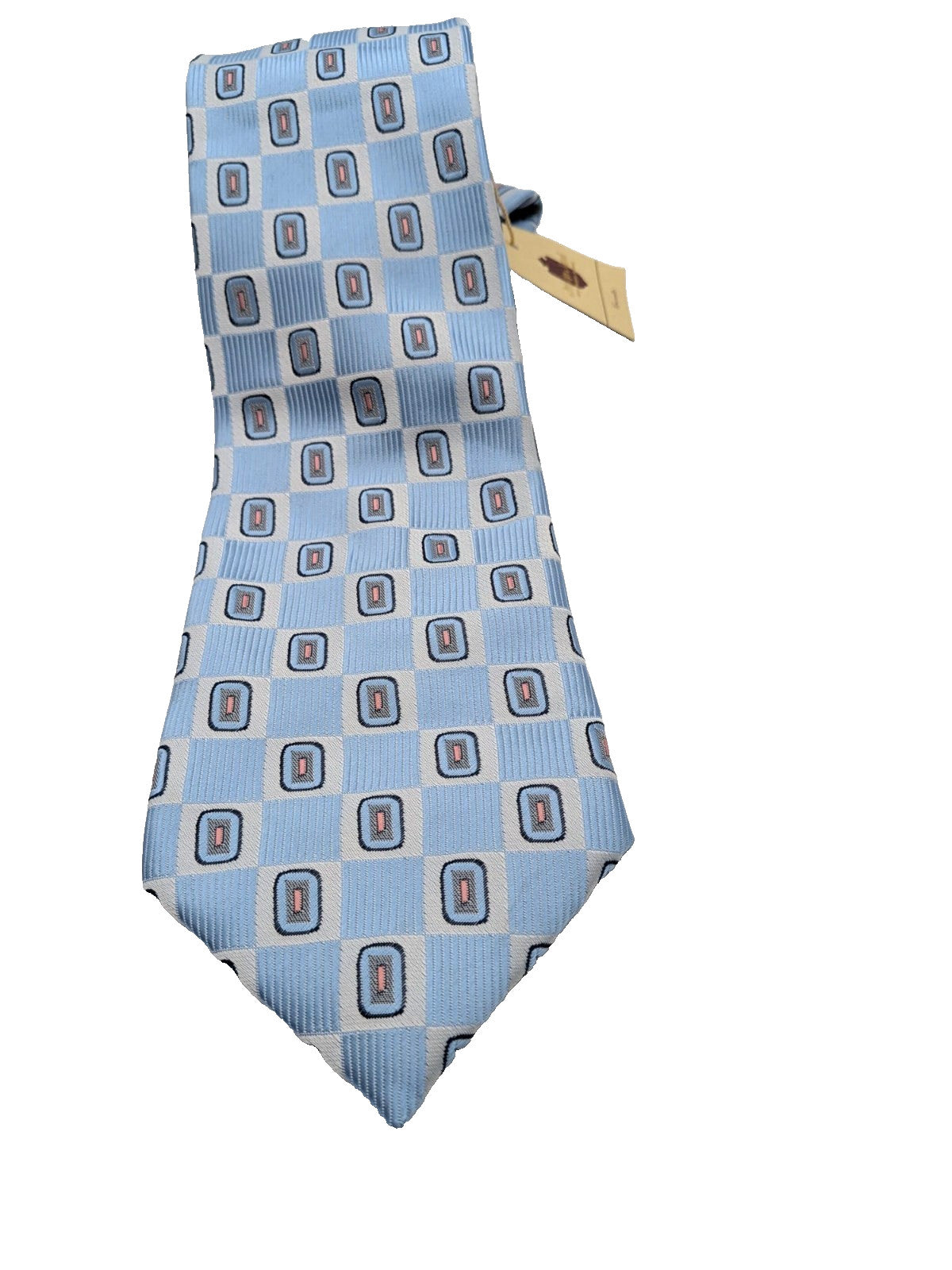 Cravatta Il Principe di Napoli Azzurra Fantasia Geometrica Uomo Elegante Nuova