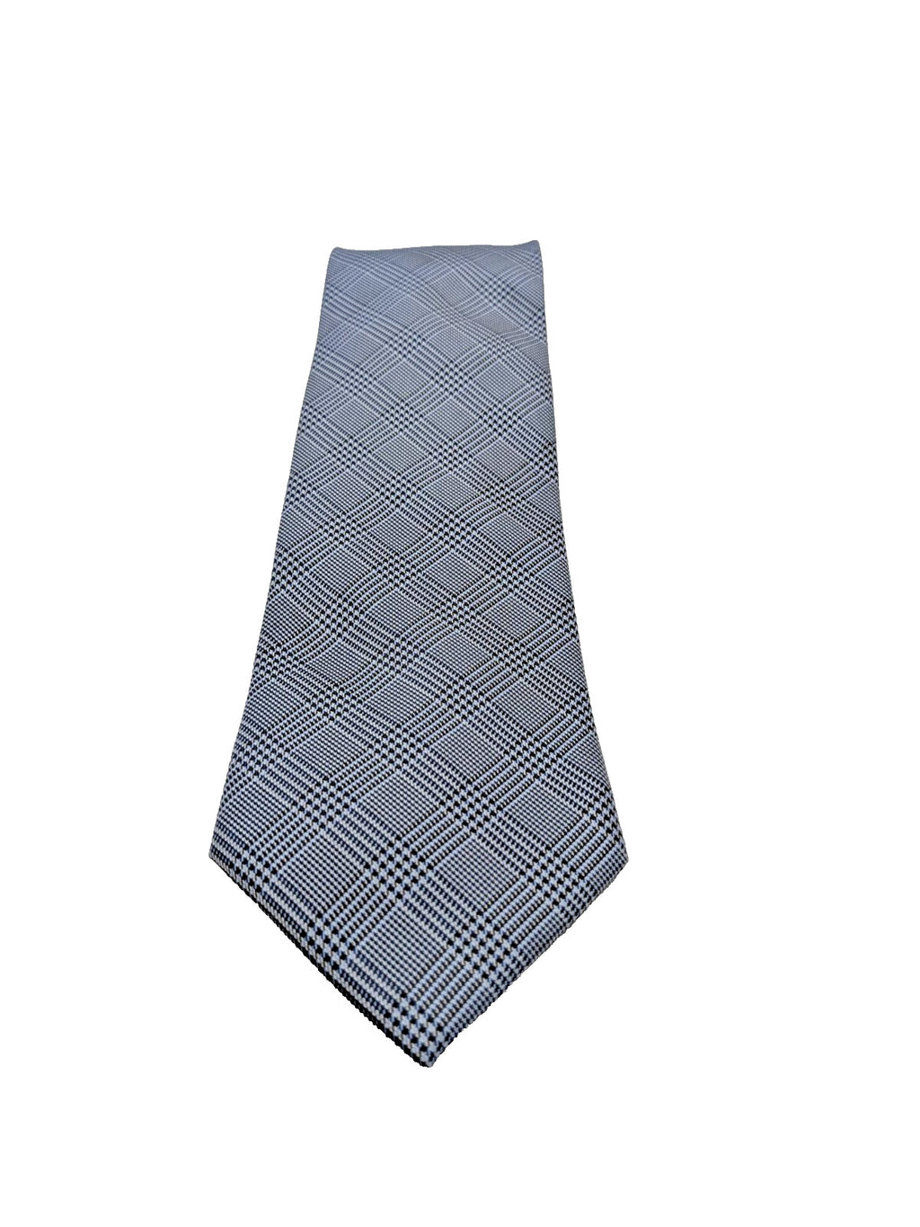 Cravatta Uomo Kirkland Signature 100% Seta Grigio Azzurro Principe di Galles