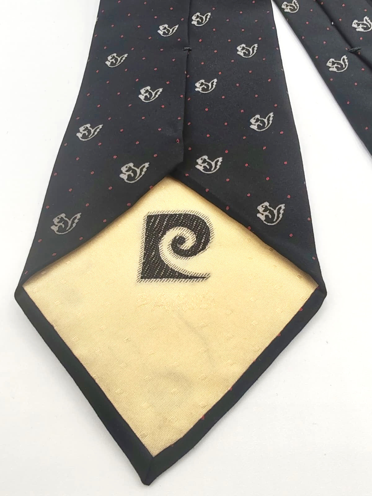 Cravatta PIERRE CARDIN Vintage Seta Blu Pois Rossi Scudieri Silk Tie 9cm Paris