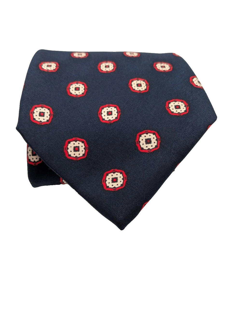 Carven Paris Cravatta Uomo Blu Navy Fantasia Made in France Vintage 9,5 cm