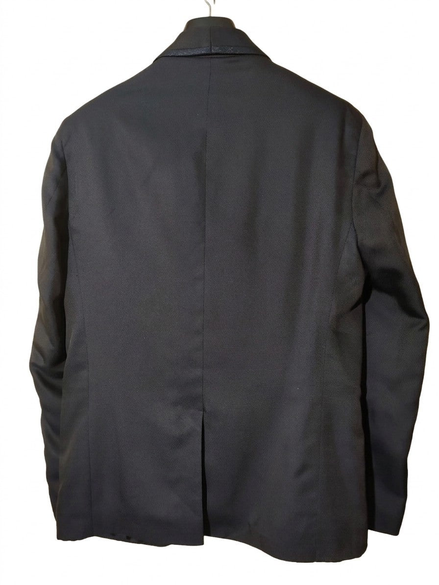 Abito Uomo Smoking Blu Scuro Revers Raso Taglia 50 Cerimonia Elegante Vintage