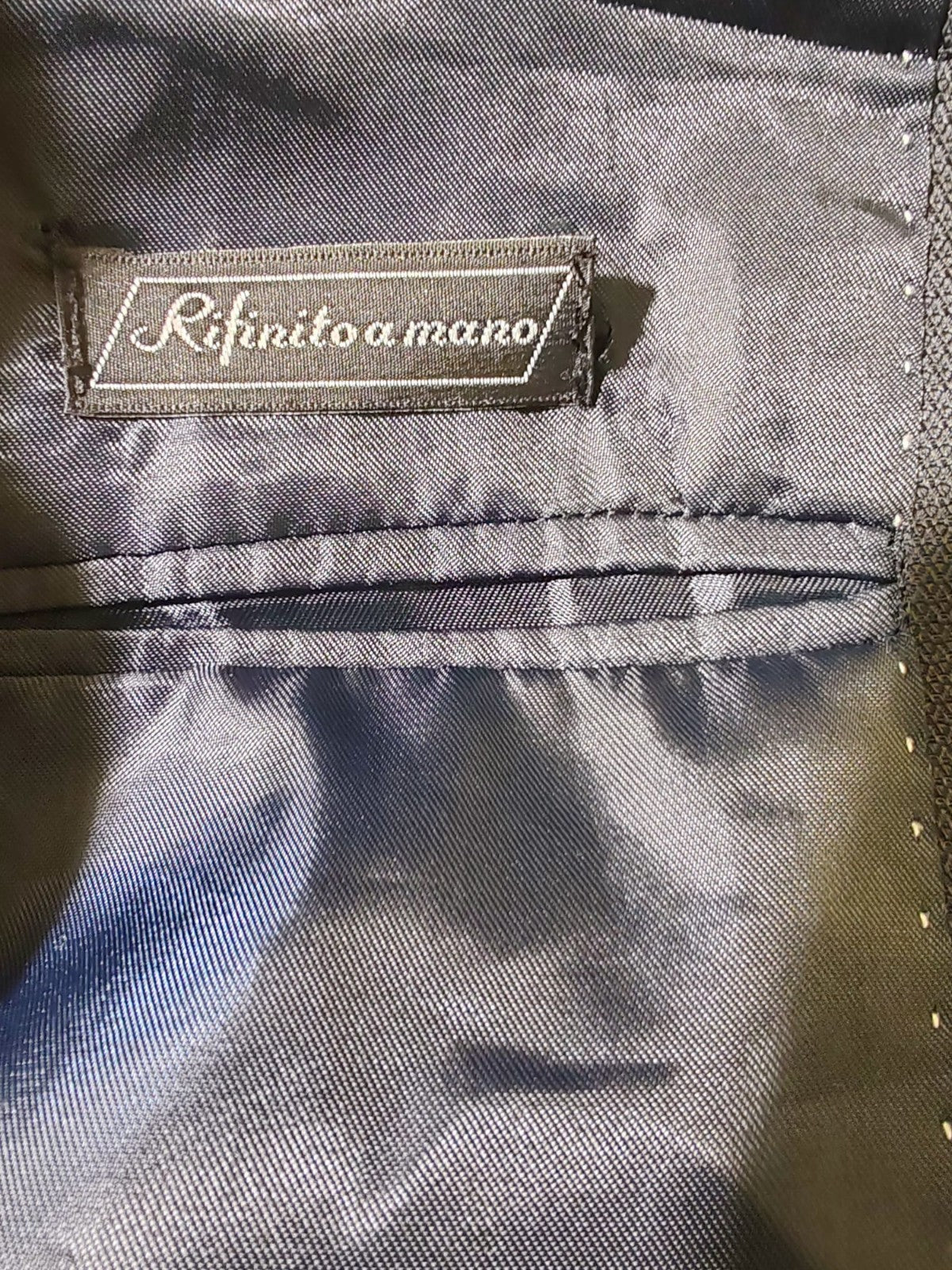 Abito Uomo Smoking Blu Scuro Revers Raso Taglia 50 Cerimonia Elegante Vintage