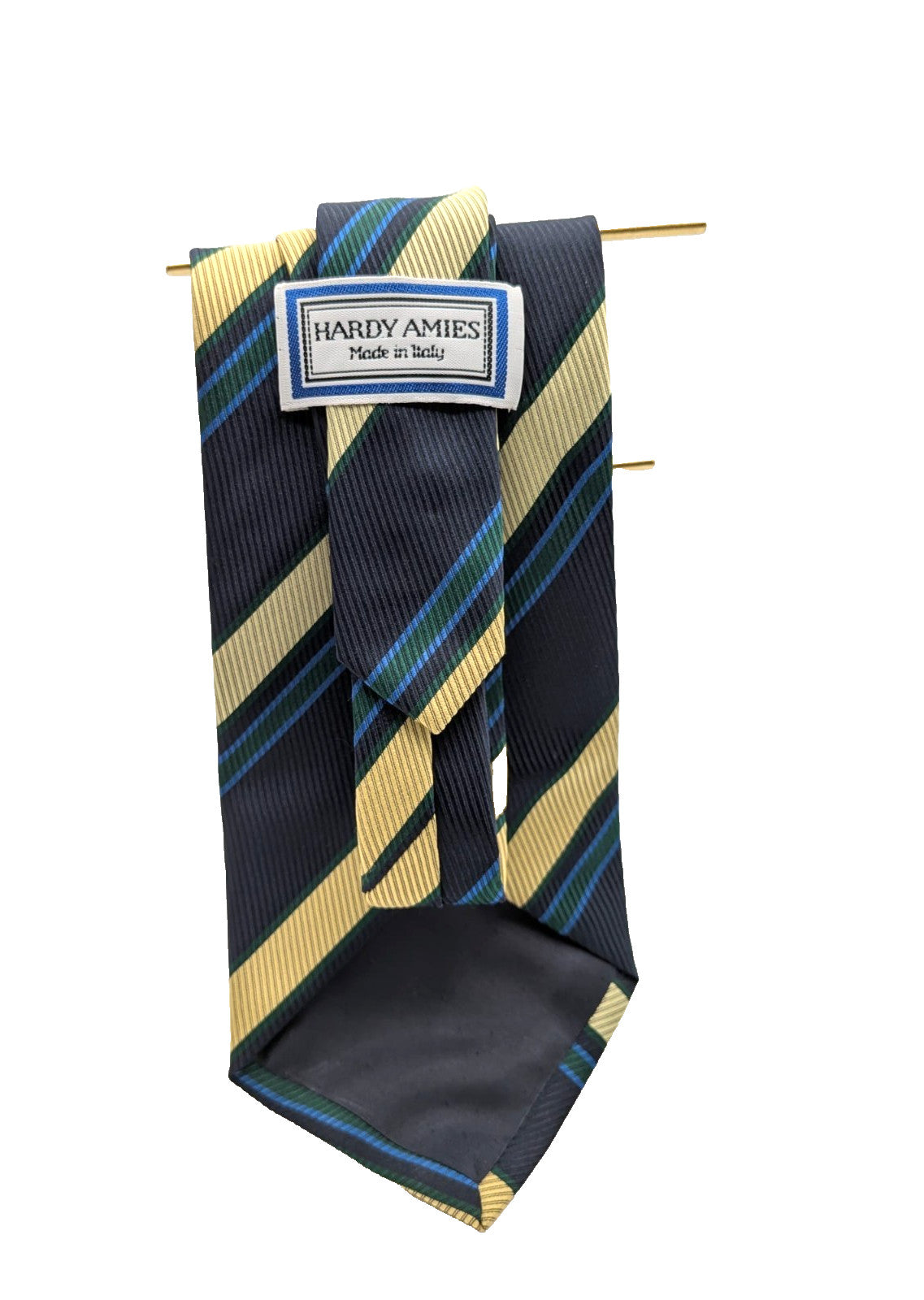 Hardy Amies Cravatta Uomo Blu Navy Righe Regimental Beige Verde Made in Italy 9