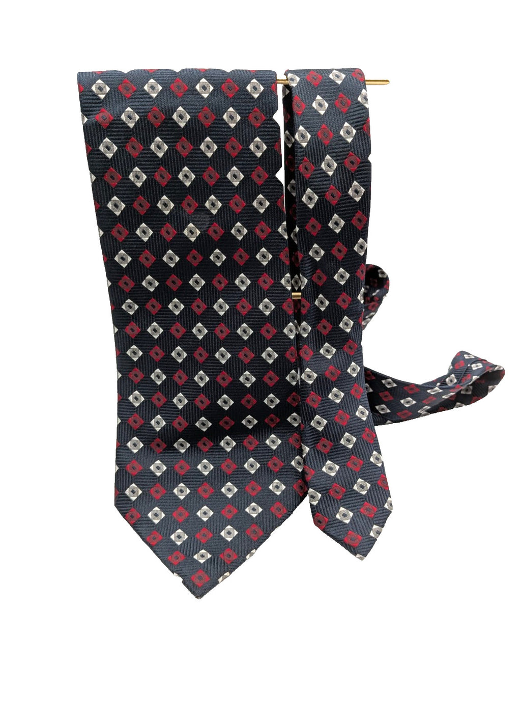 Giorgio Armani Cravatta Uomo 100% Seta Blu Fantasia Geometrica Made in Italy