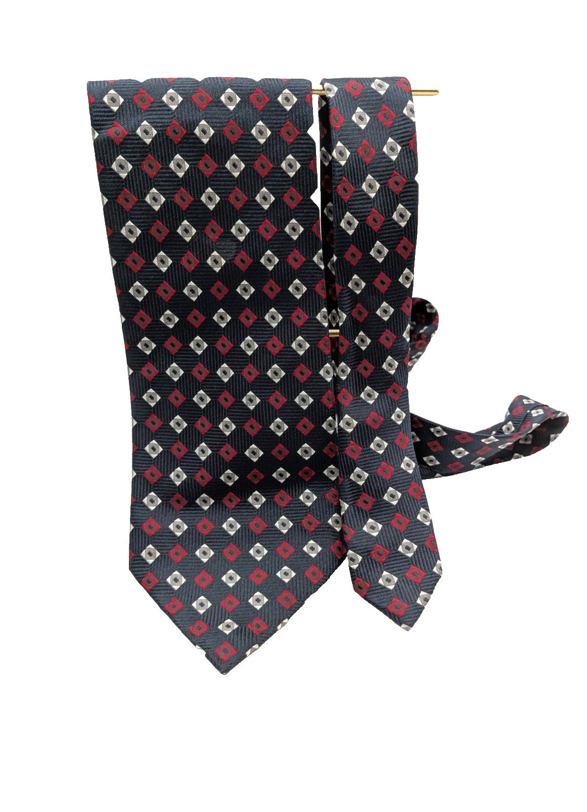 Giorgio Armani Cravatta Uomo 100% Seta Blu Fantasia Geometrica Made in Italy