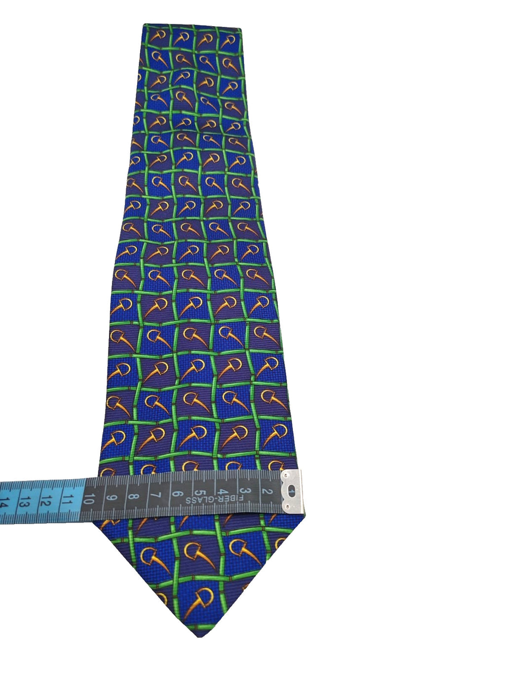Cravatta DORMER Vintage 100% Seta Blu Verde Oro Made in Italy Luxury Silk Tie 9c