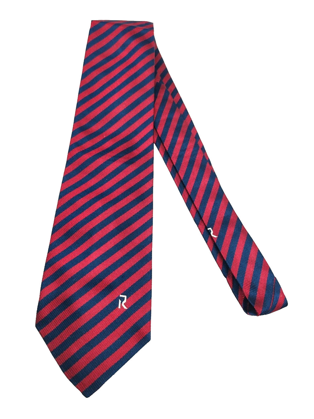 Cravatta RAMAZZOTTI 100% Seta Silk Made in Italy Regimental Rossa Blu Logo Vinta