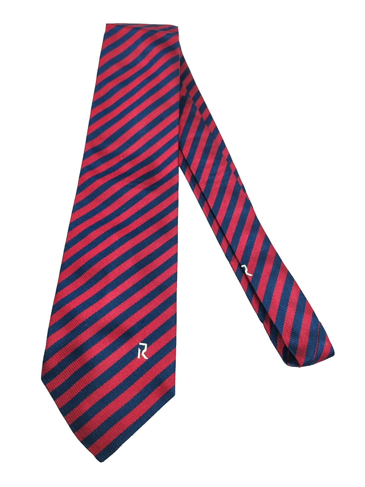 Cravatta RAMAZZOTTI 100% Seta Silk Made in Italy Regimental Rossa Blu Logo Vinta