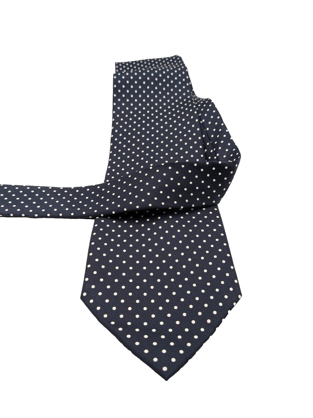 Cravatta Uomo 100% Seta Blu Navy Pois Bianchi Made in Italy Elegante Classica 8