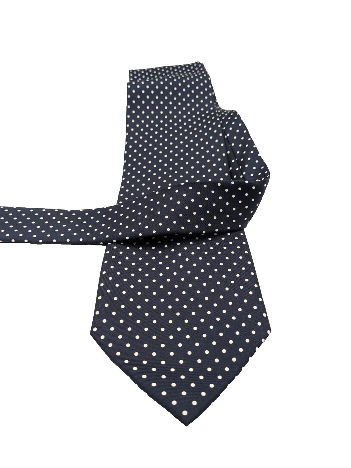 Cravatta Uomo 100% Seta Blu Navy Pois Bianchi Made in Italy Elegante Classica 8