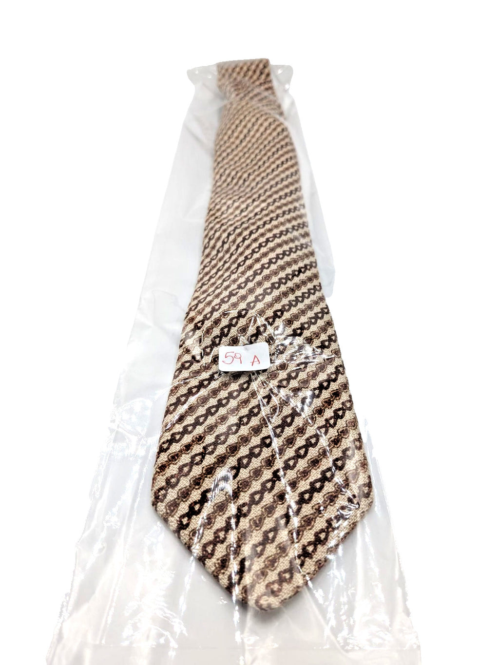 Cravatta Uomo Peter Milano 100% Seta Pura Vintage Beige Marrone Fantasi