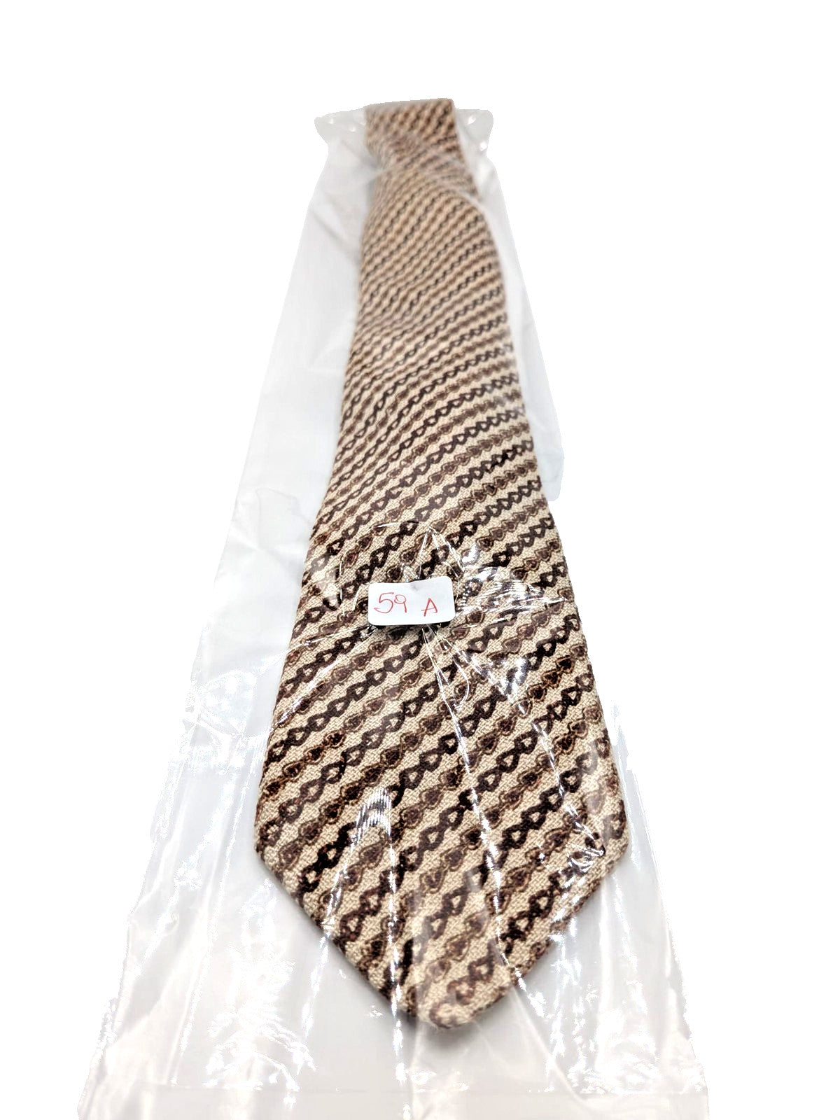 Cravatta Uomo Peter Milano 100% Seta Pura Vintage Beige Marrone Fantasi