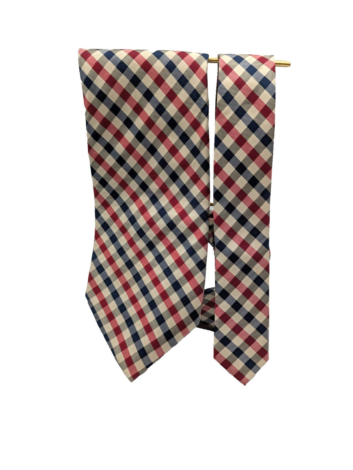 Cravatta Nouvelle Paris 100% Seta Check Blu Rosso Beige Uomo Elegante Vintage