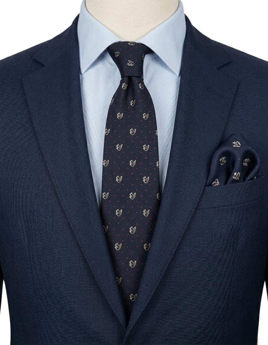 Cravatta PIERRE CARDIN Vintage Seta Blu Pois Rossi Scudieri Silk Tie 9cm Paris