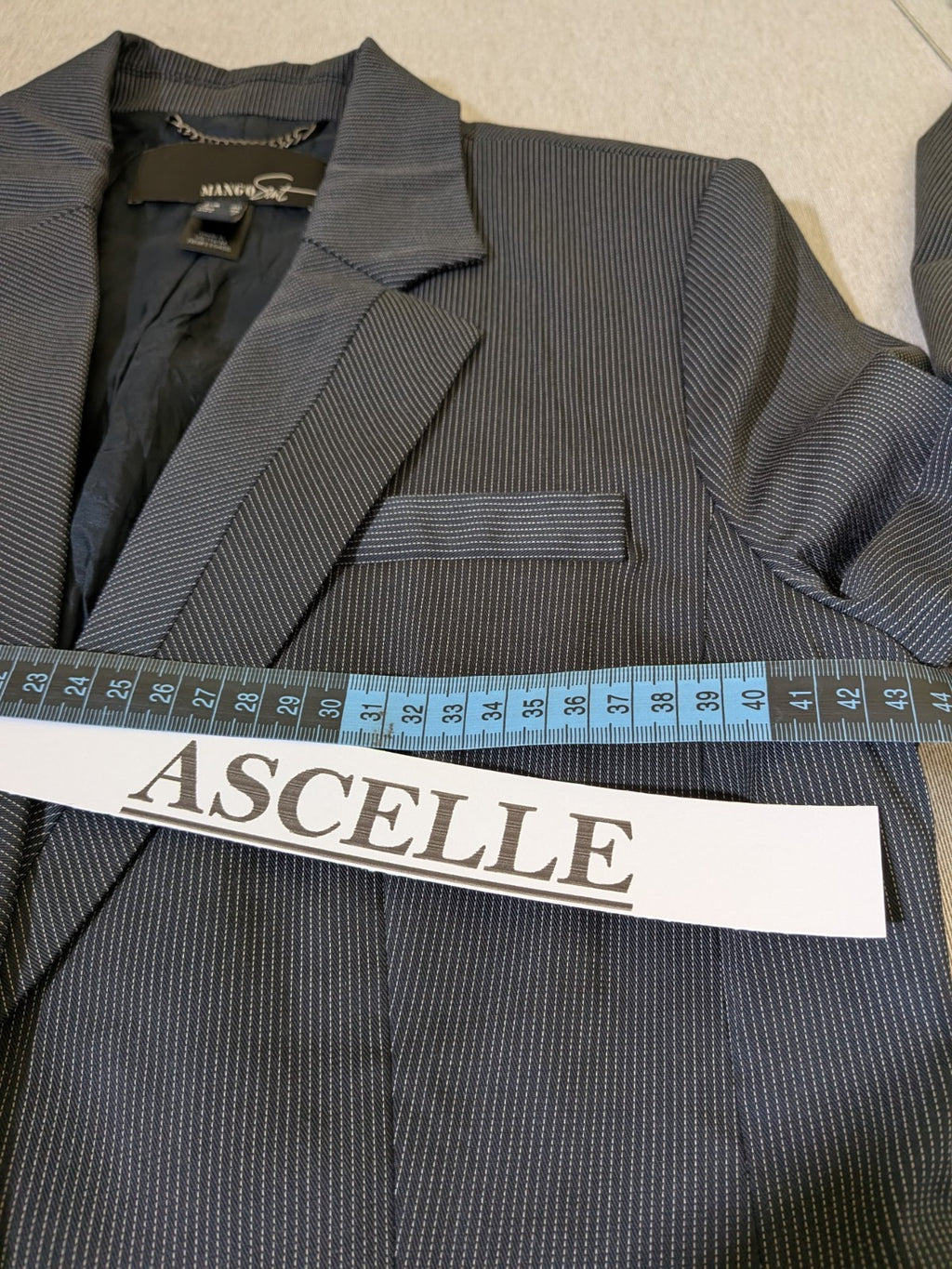 Tailleur Vintage Donna MANGO Suit Grigio Antracite Gessato completo Tg 40 24
