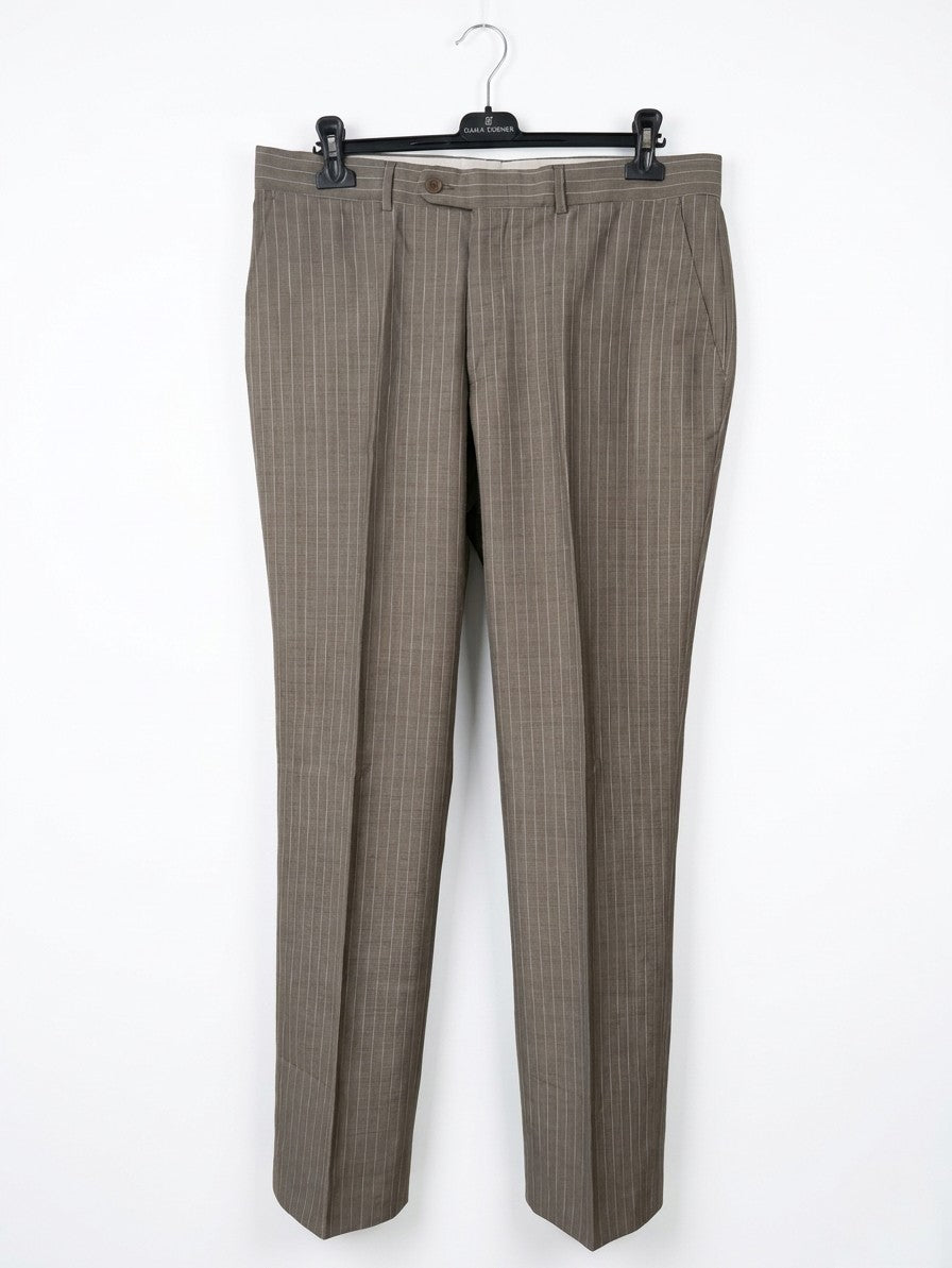 Abito Uomo ZARA MAN 100% Lana Gessato Marrone Grigio Taglia 54 Slim Fit Elegante