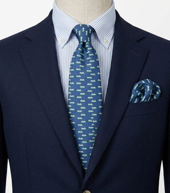 Cravatta SIMONE Edizioni Garbiche 100% Seta Blu con Libri Made in Italy Vintage