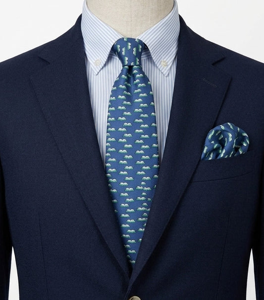 Cravatta SIMONE Edizioni Garbiche 100% Seta Blu con Libri Made in Italy Vintage