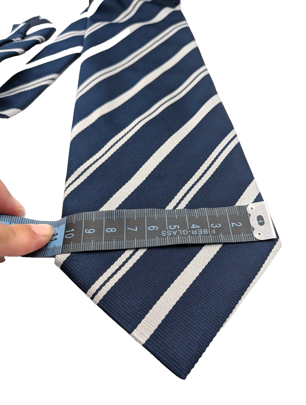 Cravatta Damiani Diffusion 100% Seta Made in Italy Blu a Righe Bianco Argento