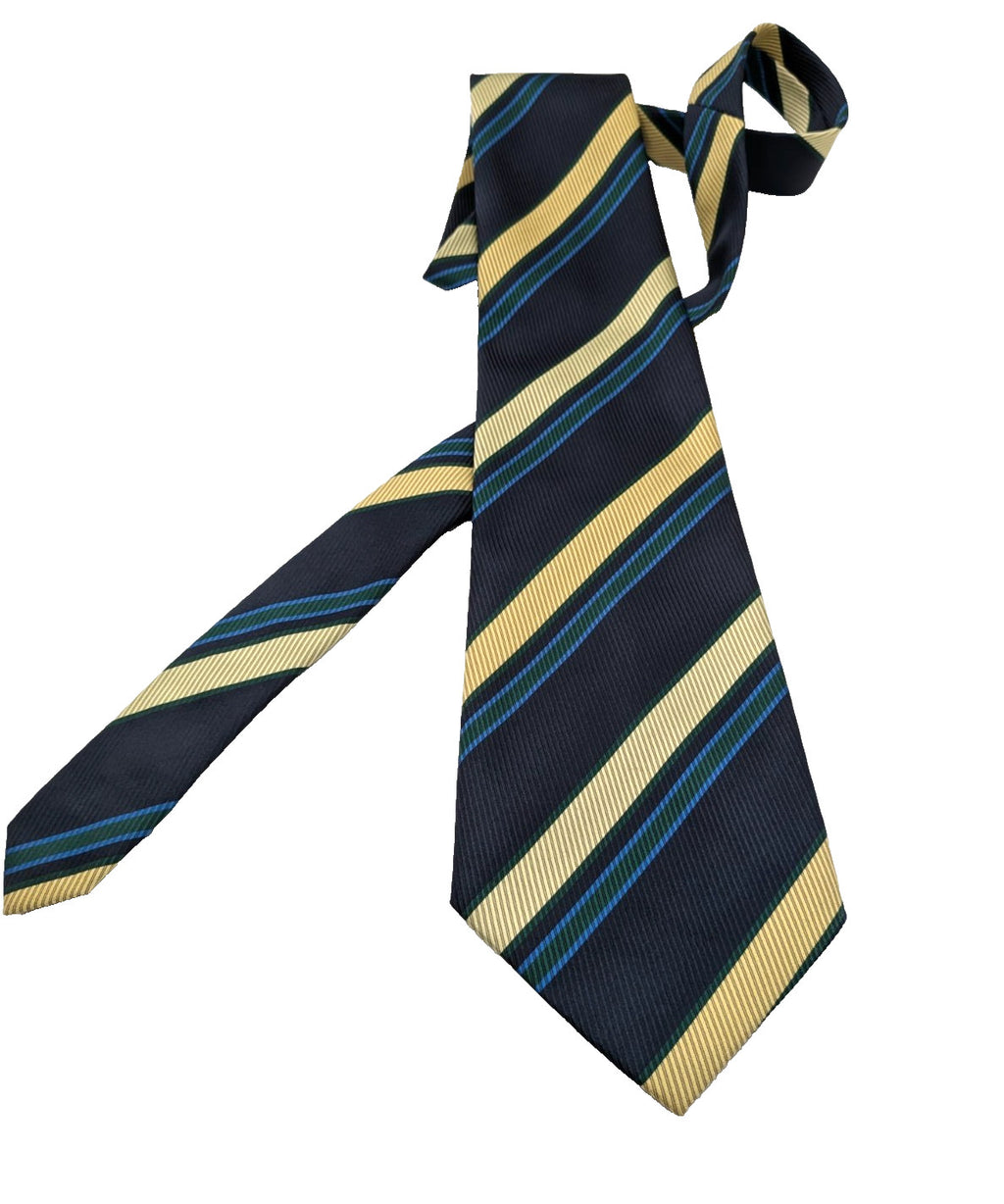 Hardy Amies Cravatta Uomo Blu Navy Righe Regimental Beige Verde Made in Italy 9