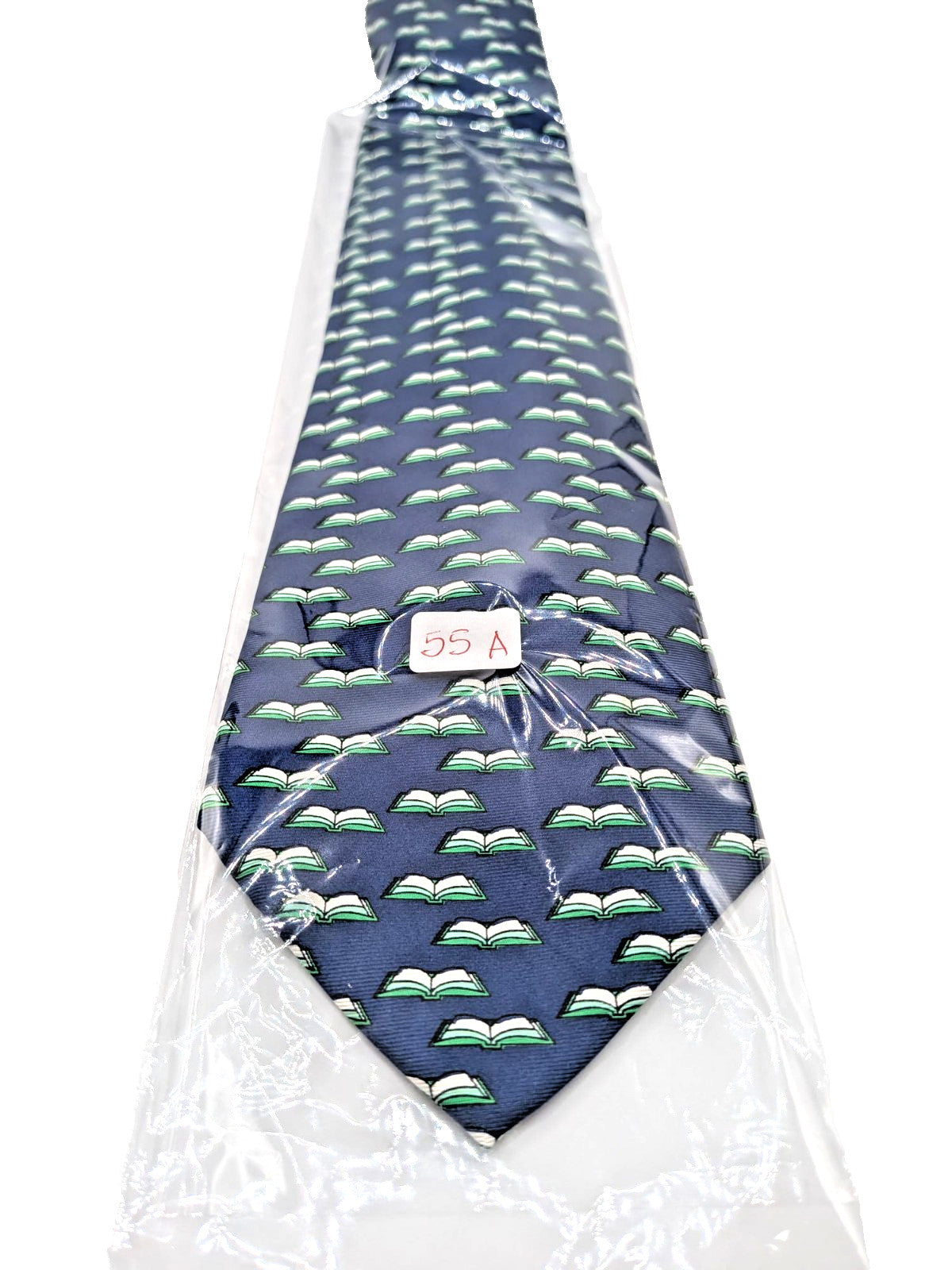 Cravatta SIMONE Edizioni Garbiche 100% Seta Blu con Libri Made in Italy Vintage