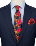 Cravatta GENT'S 100% Seta Vintage Made in Italy Rossa Oro Barocca Cerimonie