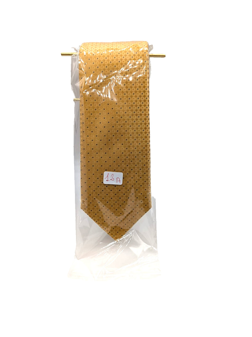 Cravatte Cravatta Uomo Oro Senape Fantasi Geometrica Elegante Made Italy vintage