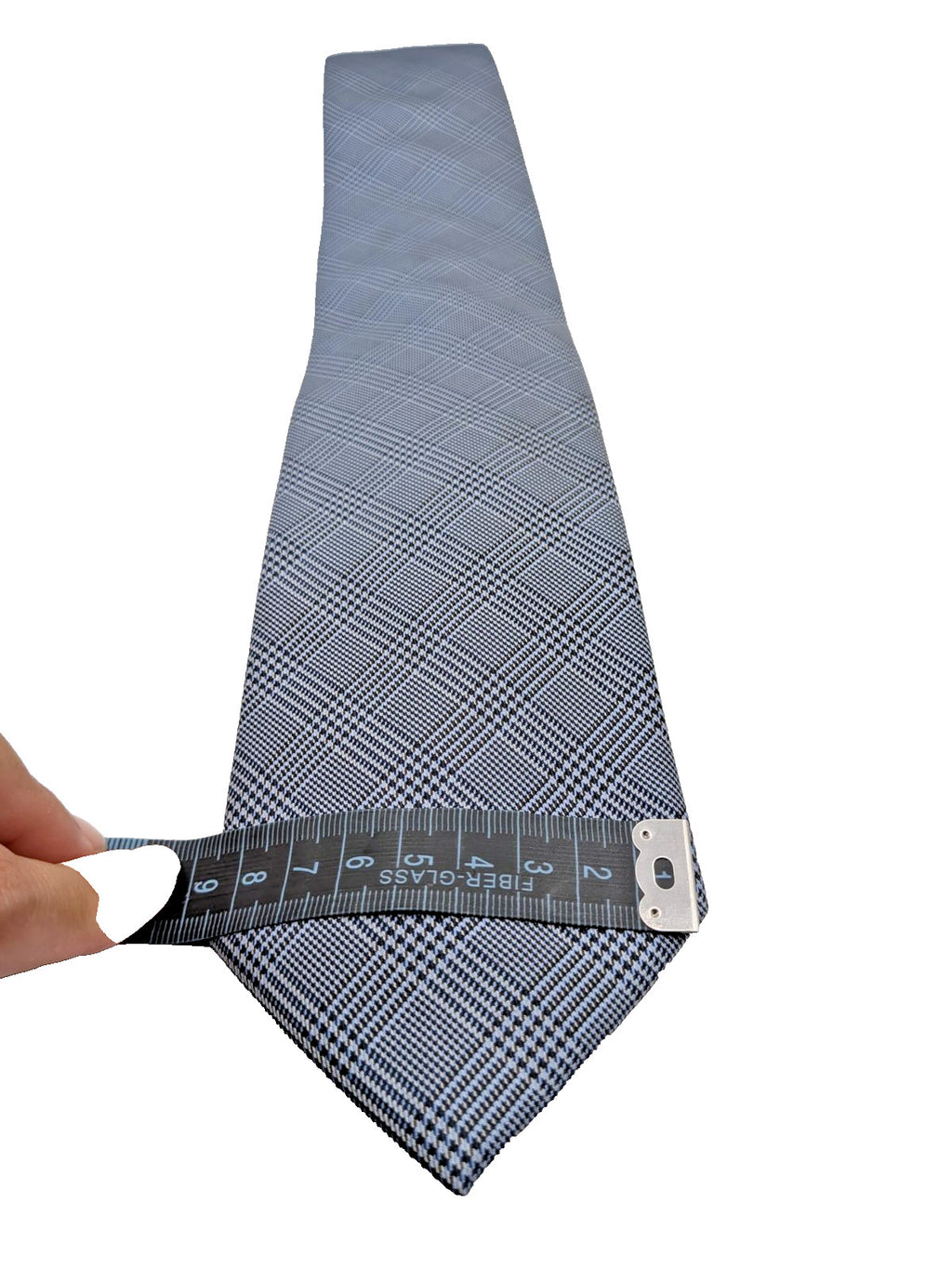 Cravatta Uomo Kirkland Signature 100% Seta Grigio Azzurro Principe di Galles