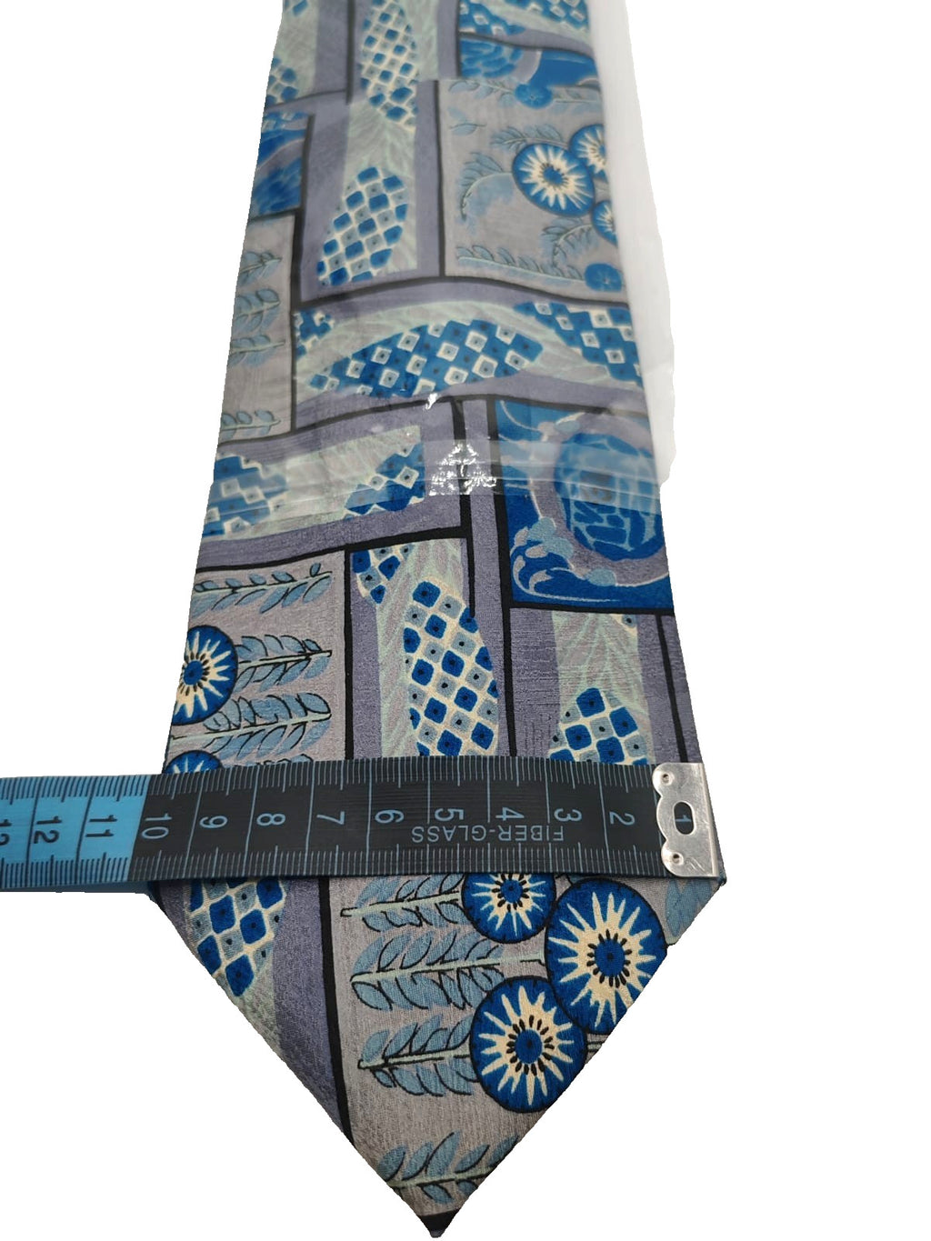 Cravatta Vintage NIKKO 100% Seta Fantasia Azzurro Blu Business Made in Italy 9cm