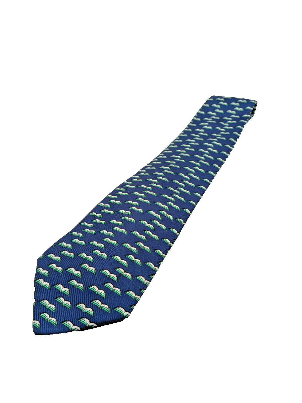 Cravatta SIMONE Edizioni Garbiche 100% Seta Blu con Libri Made in Italy Vintage