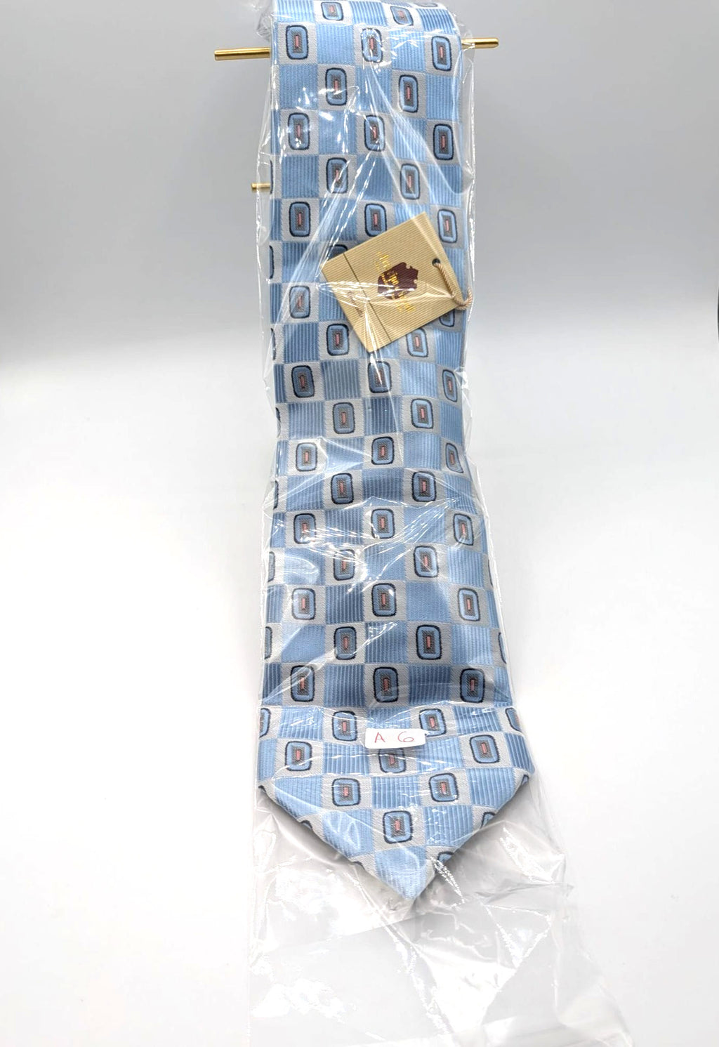 Cravatta Il Principe di Napoli Azzurra Fantasia Geometrica Uomo Elegante Nuova