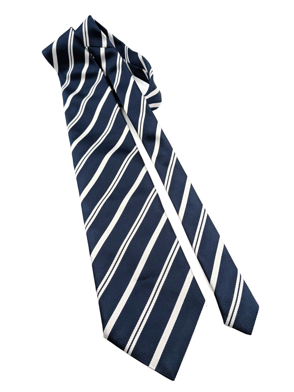 Cravatta Damiani Diffusion 100% Seta Made in Italy Blu a Righe Bianco Argento